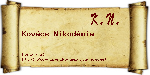 Kovács Nikodémia névjegykártya
